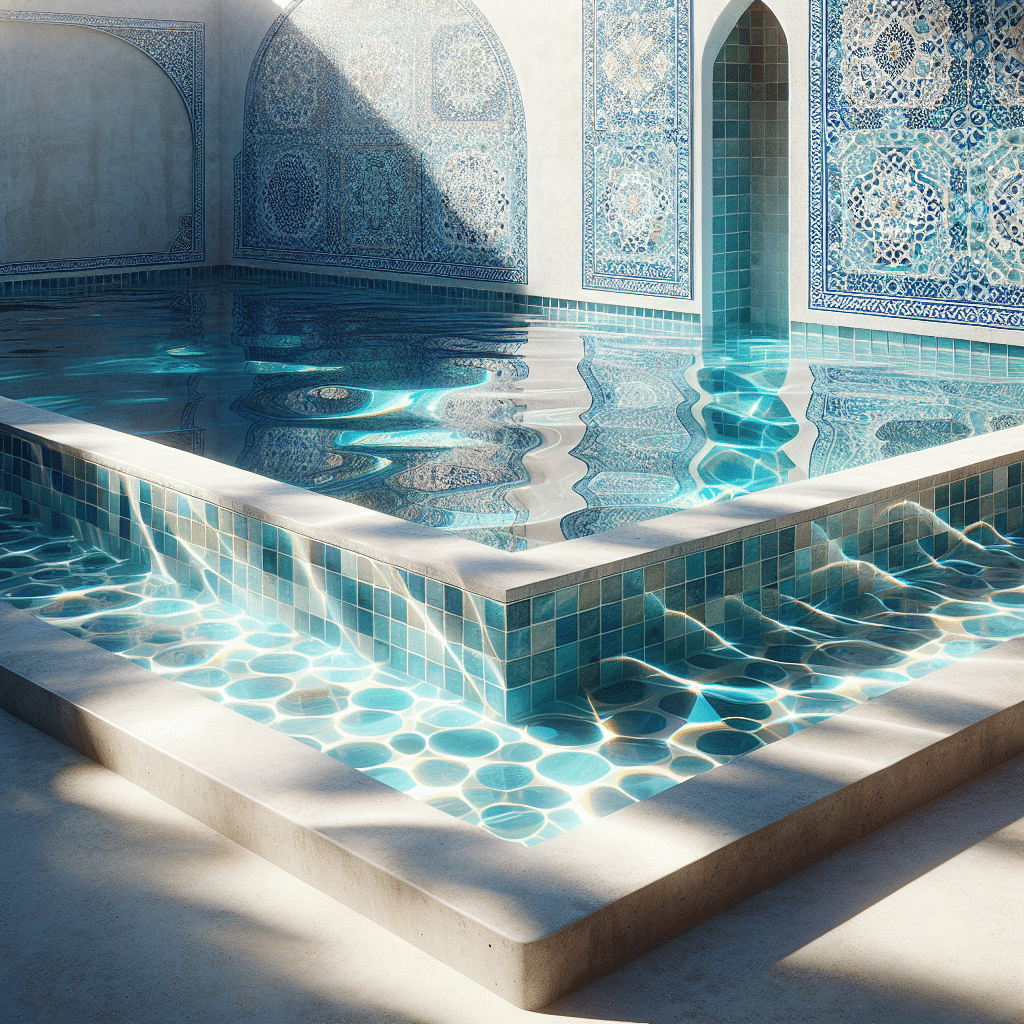Revestimento de azulejos em piscina de alvenaria