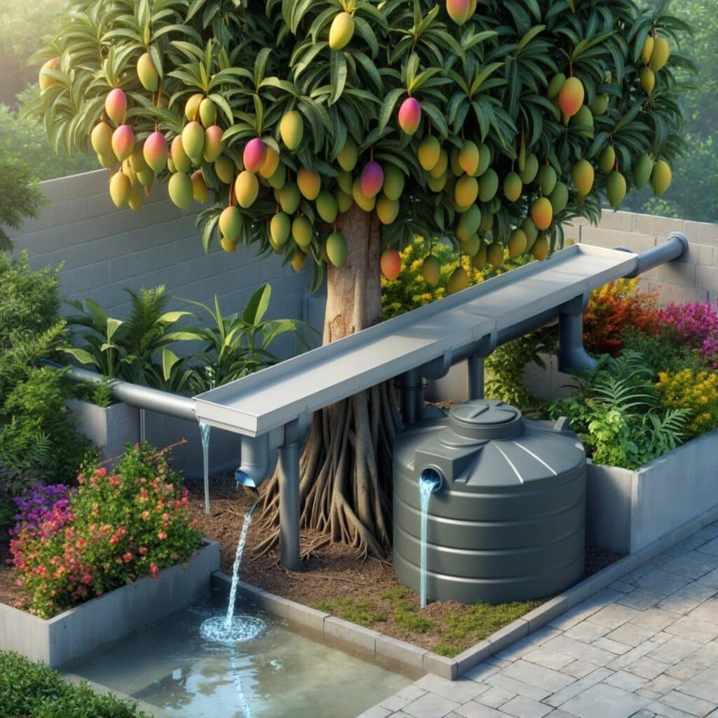 Mangueira usando água captada da chuva para regar plantas ou lavar áreas externas